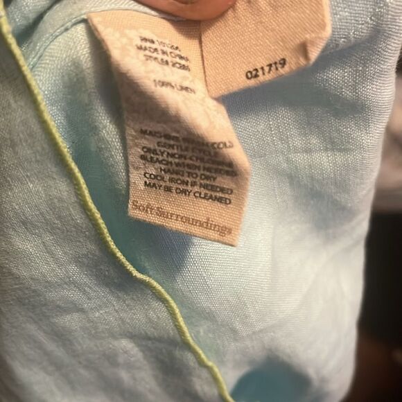 Soft Surroundings Blue 100% Linen Top Minimalist Boho Lagenlook Coastal Beach - Picture 9 of 10